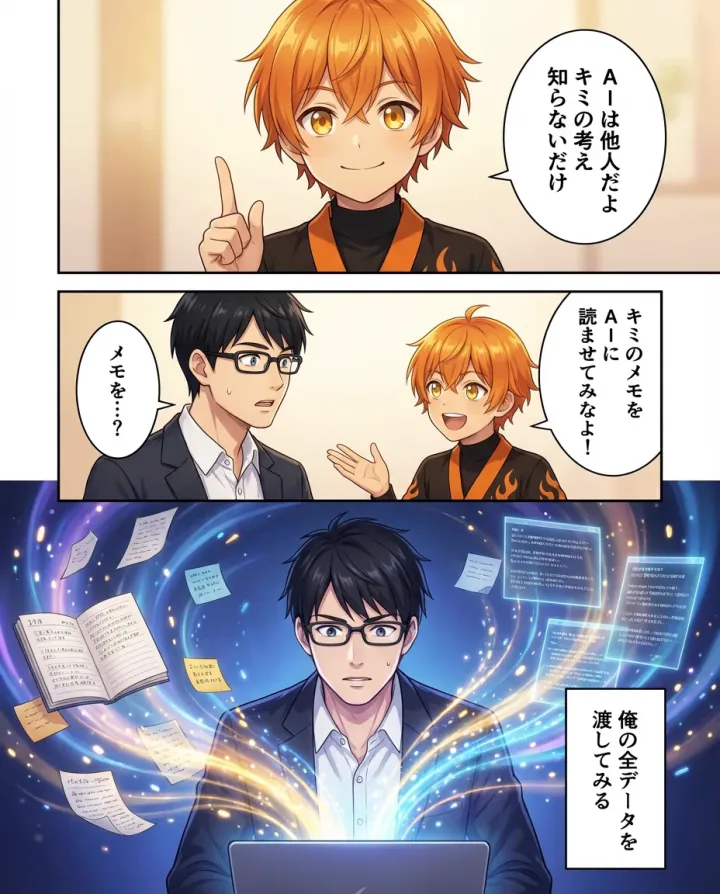 漫画2: メモを読むAIとの出会い